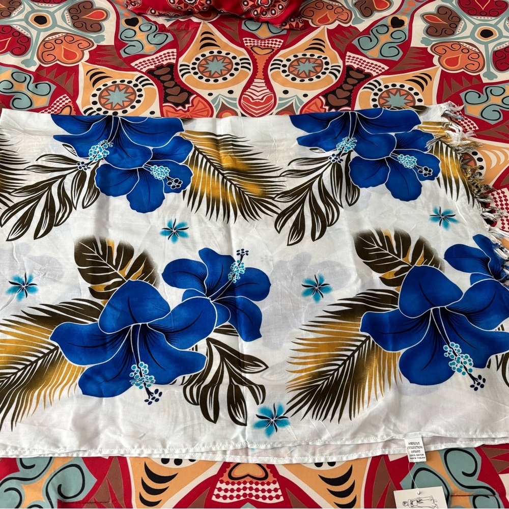 Floral Blue and Yellow Sarong